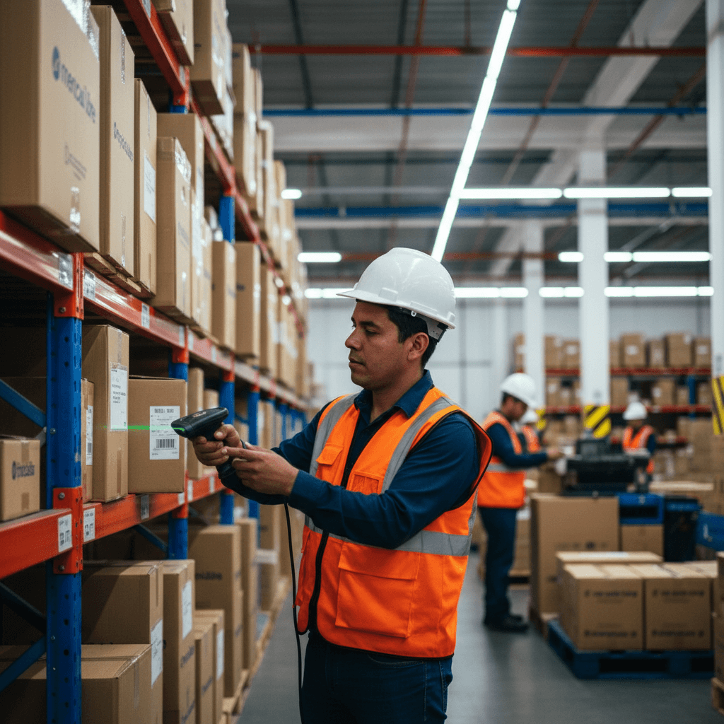 Operarios logísticos haciendo picking en centro de distribución