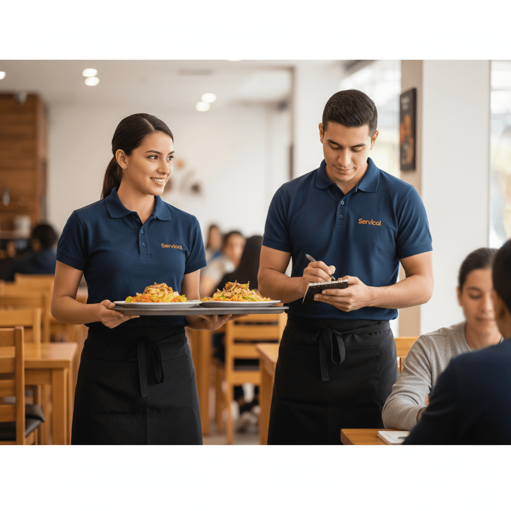 Equipo de meseros y bartenders en evento corporativo