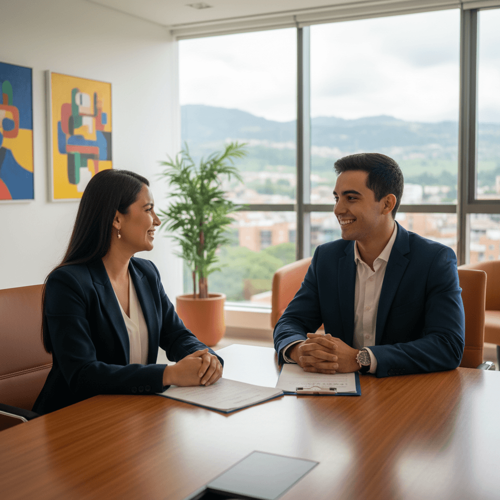 Reclutadora de Servicol entrevistando a candidato